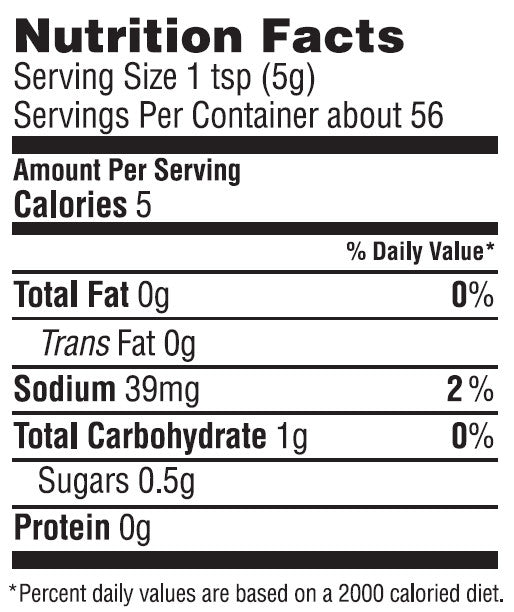 Smoky Habanero Mustard Nutrition Facts